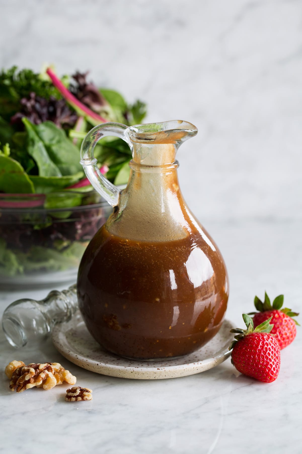 _*Balsamic Vinaigrette*_ /This incredibly easy to make salad dressing is deliciously tangy, nicely balanced with sweetness, and has a complex, rich flavor. It's the perfect compliment to a simple green salad./   #BalsamicVinegar #DijonMustard #Garlic #Honey #OliveOil  Servings: 6 Ready in: 5 minutes Ingredients:  2/3 cup olive oil 1/3 cup balsamic vinegar* 1 1/2 Tbsp honey** 2 tsp dijon mustard 1 tsp minced garlic, or 1.5 Tbsp minced shallot 1/4 tsp (heaping) salt, then more to taste 1/4 tsp freshly ground black pepper  Instructions: *1.* Whisk all ingredients together in a bowl, or pour into a jar (cover with lid) and shake.  *2.* Preferrably chill for 1 hour before using. Whisk well before serving or shake well in jar again.   Notes: *Every brand of balsamic vinegar has a different level of tartness. I recommend tasting it first, if it's quite tart you can reduce to 1/4 cup balsamic vinegar. **The amount of honey can be adjusted based on how sweet you'd like dressing to be. Makes about 1 cup + 2 Tbsp dressing.  https://www.cookingclassy.com/balsamic-vinaigrette/