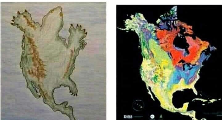 When Natives Speak of Turtle Island, this is what We mean. The map on Right is a continent, that Our Ancestors refered to as Turtle Island! Mitakuye O'yasin(All My Relatives!) ❤️🤍🖤💛  #LandBack  #TakeItAllBack 