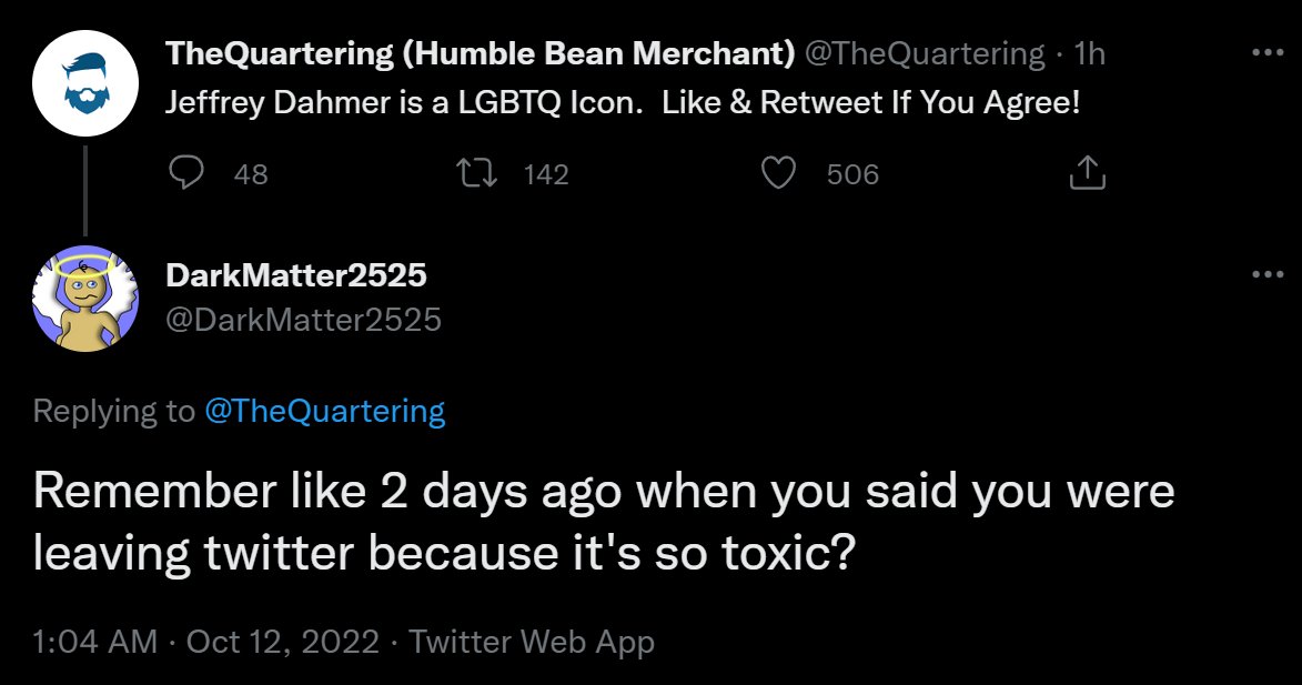 When you behave this way, you will never be free of negative attention, no matter how far you run, because you can never run from yourself. https://t.co/8I85SfIJAb

@DarkMatter2525