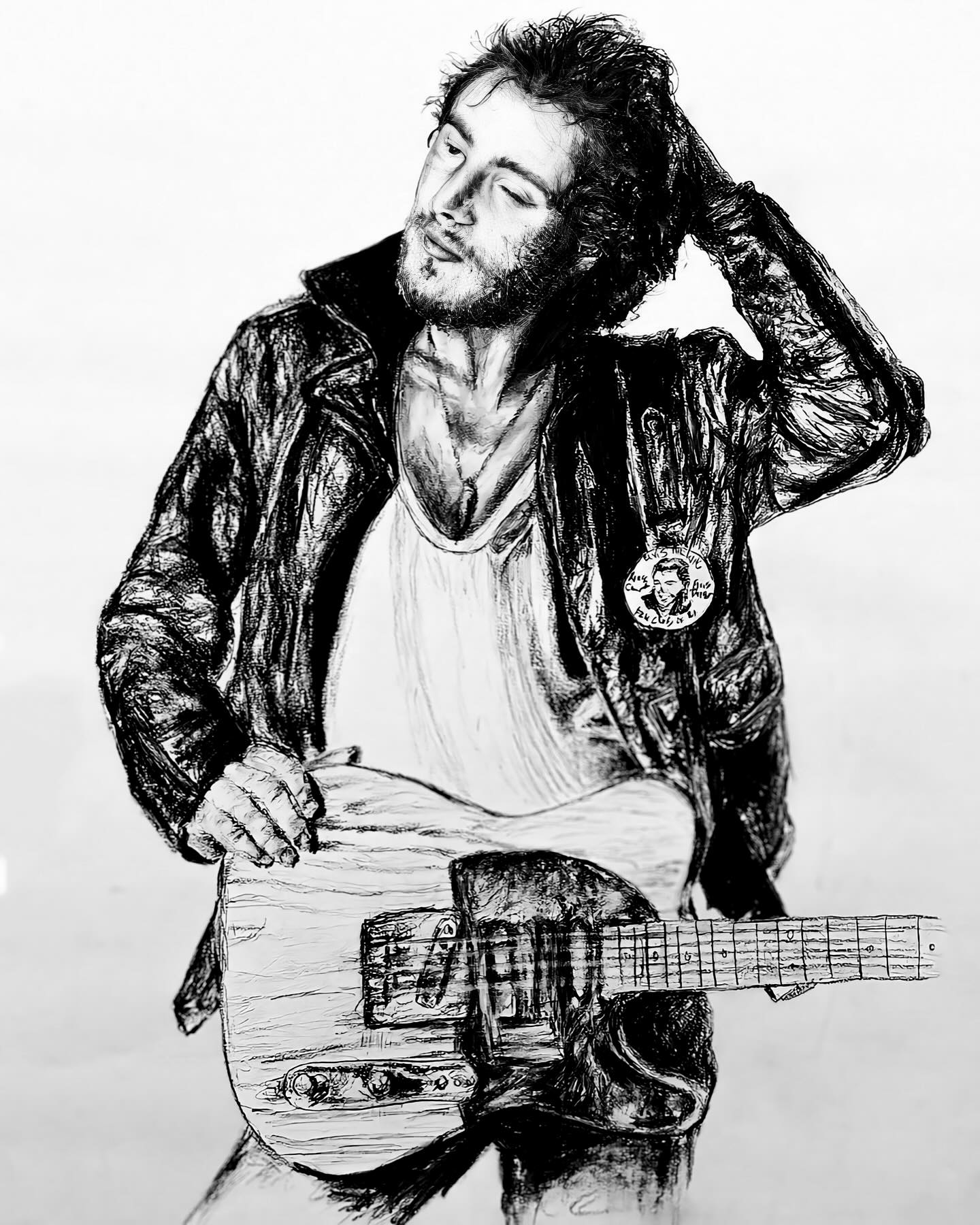 “The best music, you can seek some shelter in it momentarily, but it's essentially there to provide you something to face the world with.” @springsteen ✨

— medium: charcoal —

xo. #rrawimpact #art #brucespringsteen #boss
 @springsteen @taymunholland @rrawimpact  @taymunholland