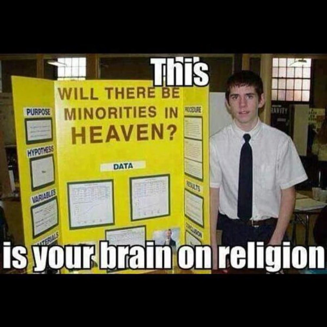 Religion has been dumbing Americans down since we became Americans. Wake Up! You know deep down that there is no God no ghosts no spirits no leprechauns no Loch Ness monster no Bigfoot no unicorns etc. Wake up and think before it's too late for all of us! #atheism https://t.co/ngc1GExi3s

@GarciaTP2