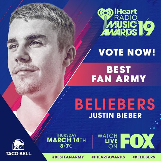 RT to vote for #Beliebers for @tacobell #BestFanArmy!

#iHeartAwards &verbar; @justinbieber https://t.co/n4AuNOKp2l