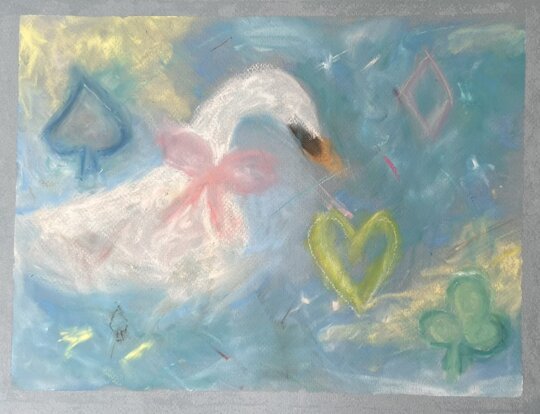 rivered, chalk and oil pastel on 🩵blue paper, 12 x 16 in https://t.co/Qs6DFH8KDm

@warmtoned