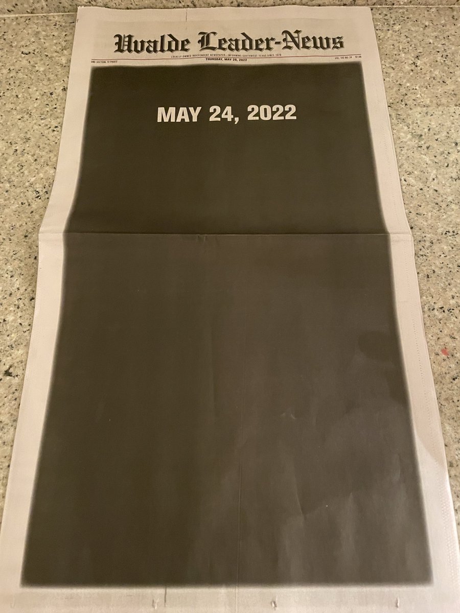 The front page of the paper here in Uvalde this morning. https://t.co/rU5NaQ2M8Z

@noraneus