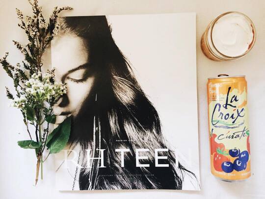 New magazine, lacroix water, and a piece of cake, I'm kinda happy right now :)  @lacroixwater @jaydaiye