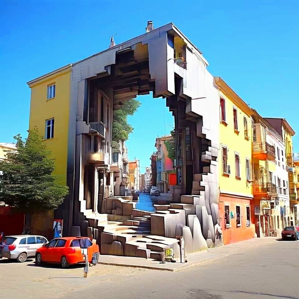 "Stairway to the Abstract", an awesome mural painting . 