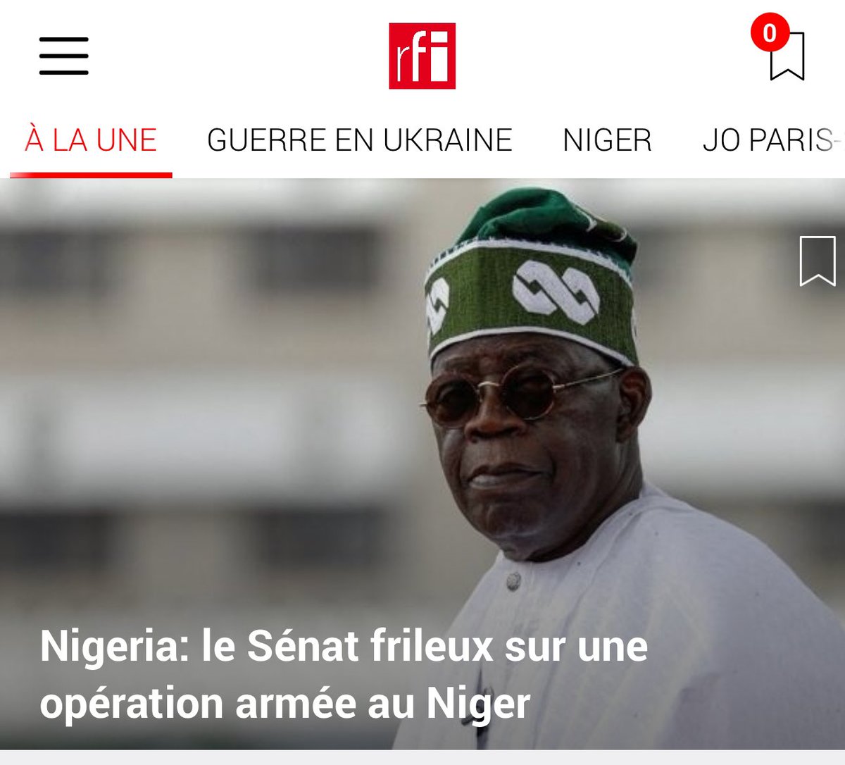 ⛔️Niger: Paris qualifie de frileux le s&eacute;nat nig&eacute;rian qui vient de refuser une intervention arm&eacute;e au Niger de l&rsquo;arm&eacute;e nig&eacute;riane. On sait tr&egrave;s bien que la France voulait se cacher derri&egrave;re la CEDEAO pour l&acirc;cher son arm&eacute;e d&rsquo;occupation au Niger et d&eacute;fendre ses int&eacute;r&ecirc;ts. https://t.co/Bun01ZJRMW

@Direct_News024