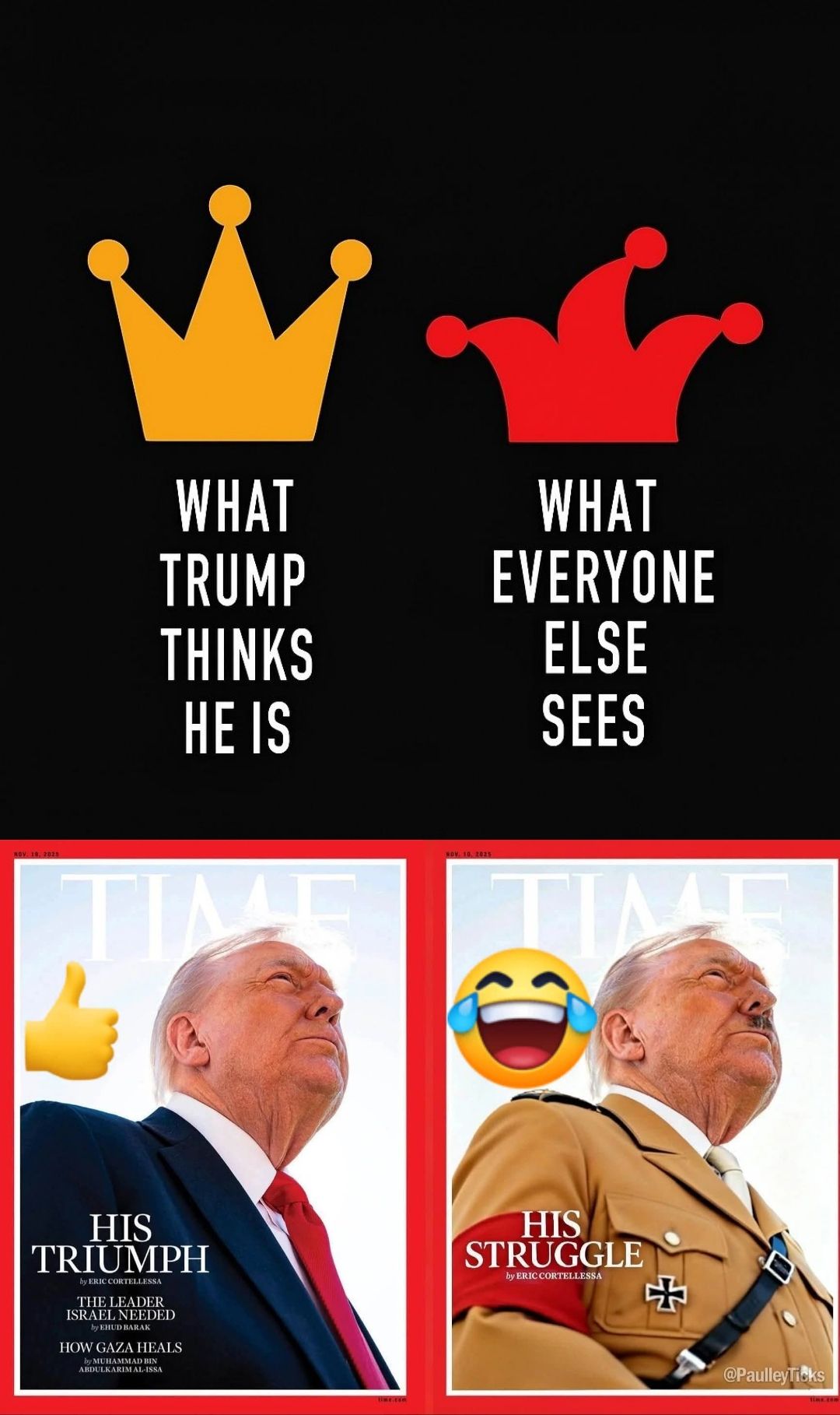 Personally I think Trump will not whine about right one, having classy mustache and having order at his chest...🤣 