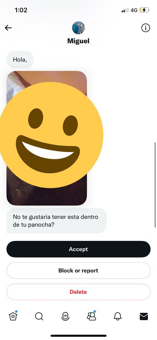 No, no me gustar&iacute;a. Que asco, con ese chimbo tan feo con raz&oacute;n est&aacute; aqu&iacute; envi&aacute;ndole fotos a viejas que no lo conocen y no culiando con una en la vida real. https://t.co/Xu8ChdJ5fZ