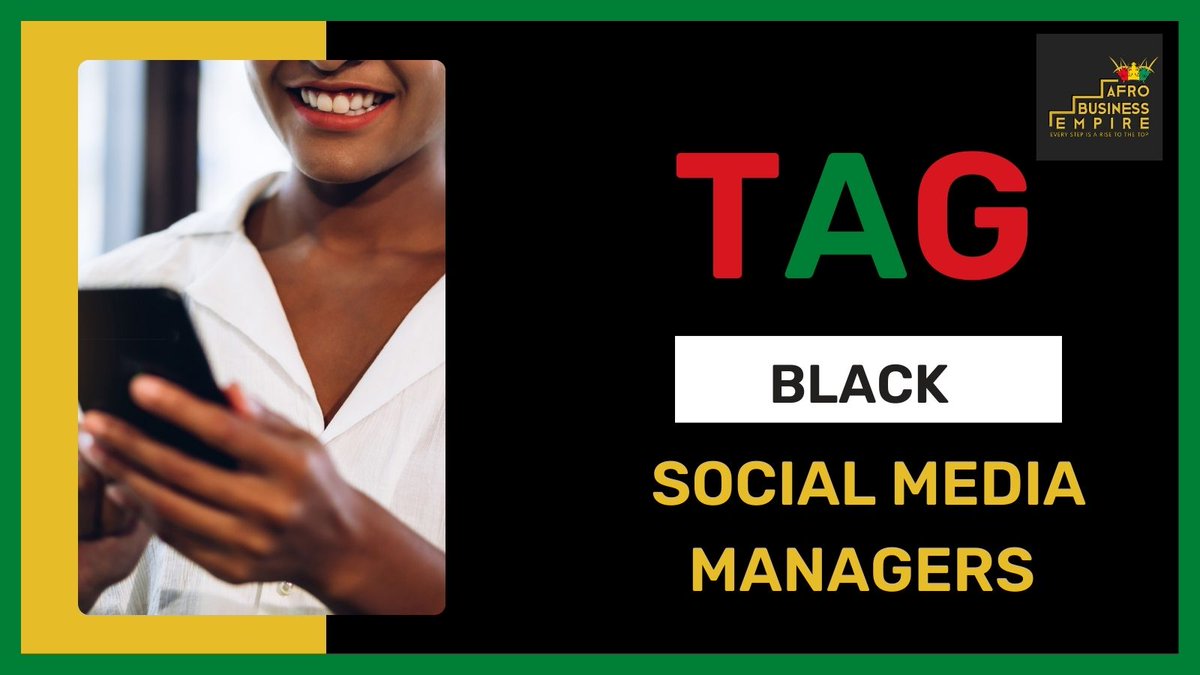 Let's support our own professionals and businesses. Tag black social media managers in your area and let's support each other.
.
.
.
#AfroBusinessEmpire #everystepisarisetothetop #supportblackbusiness #tagblackbusiness #tagabusiness #socialmediamanager #blacksocialmediaexpert https://t.co/iWFIaxriyo
@Afro_Biz_Empire