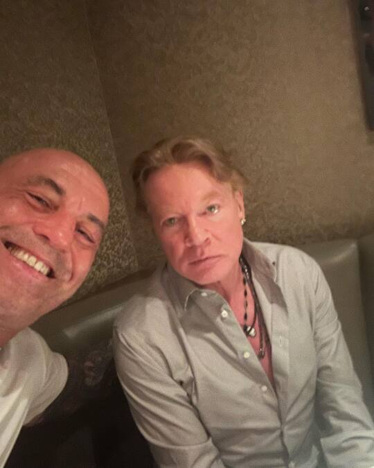 Was in Greece on vacation and randomly ran into Axl Rose at a restaurant. He invited us to see @gunsnroses in Athens, and it was FUCKING AMAZING. They went HARD for 3 hours in the blazing heat and the crowd was incredible. If you have a chance to see them near you I can’t recommend it enough. @joerogan