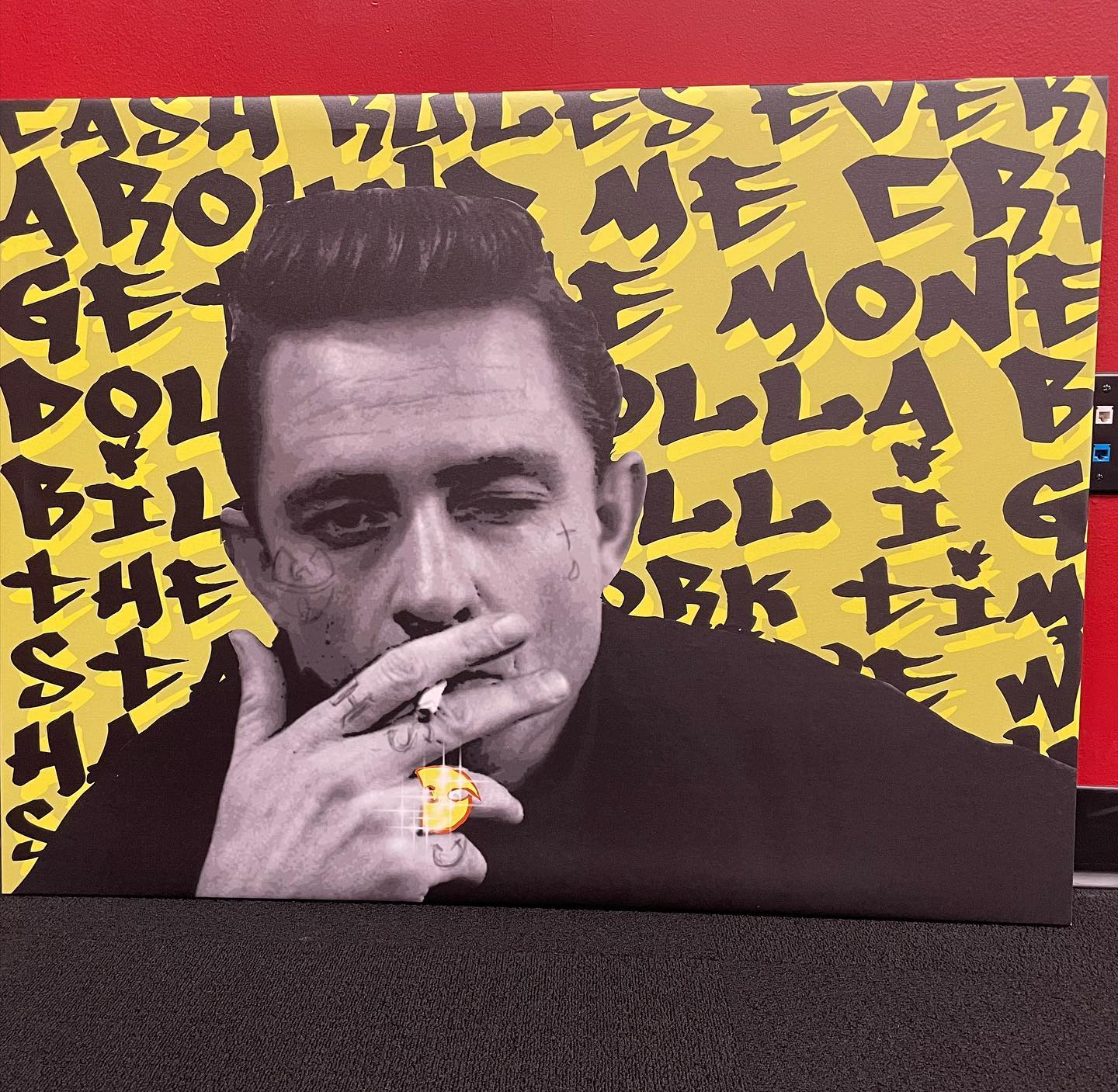 Shoutout to @john_seery13 for the dope @johnnycash / @wutangclan artwork for the studio!  @joerogan