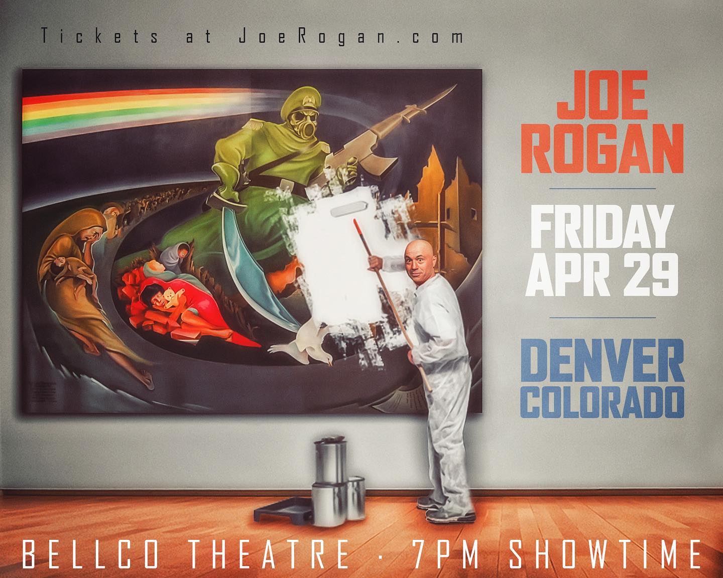 Denver! Tickets go on Pre-sale tomorrow, Wednesday, February 16 at 10am local time. Ticket link: http://joerogan.com password is ROGAN
  @joerogan