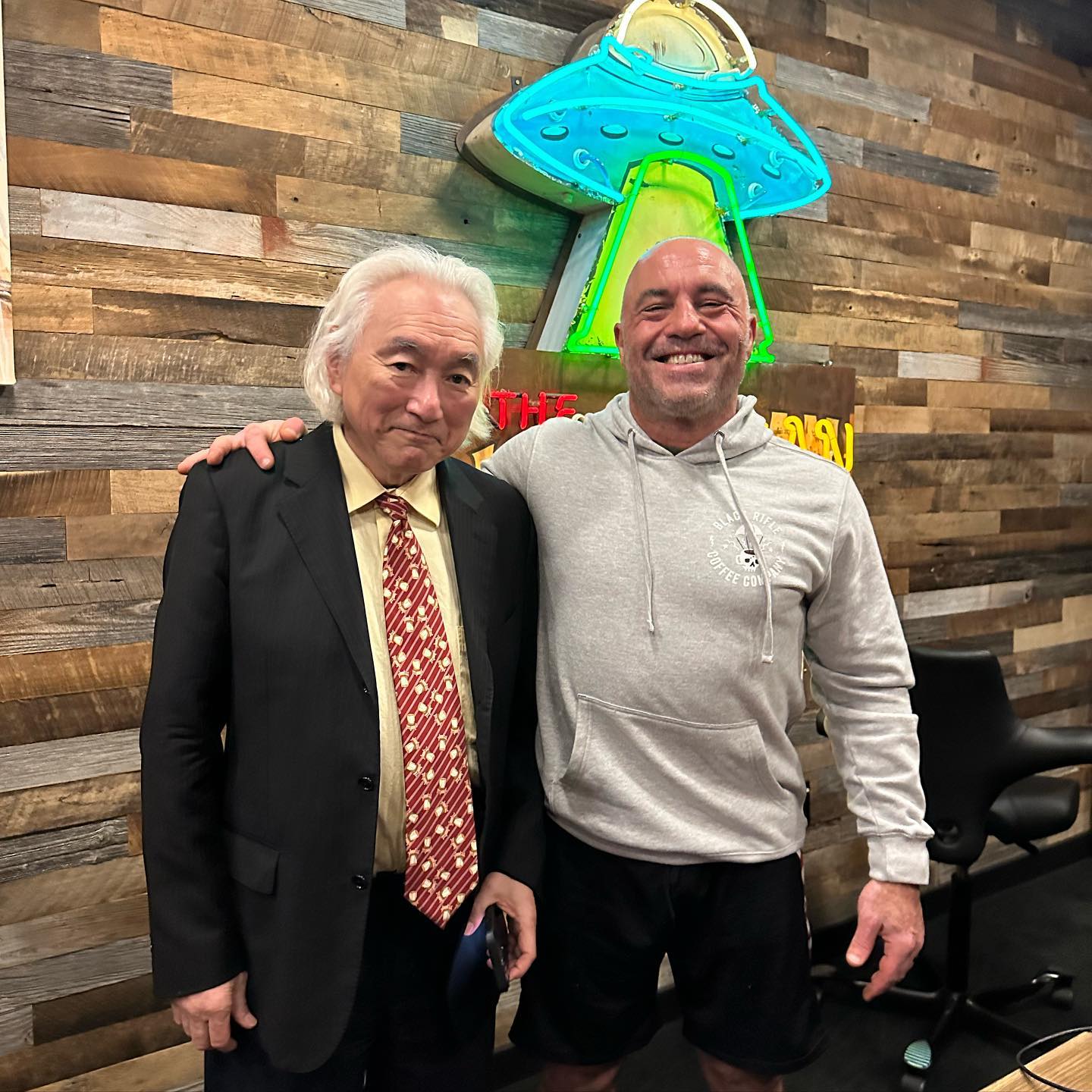 A fun and stimulating time with the brilliant @michio_kaku, available now on @spotify  @joerogan