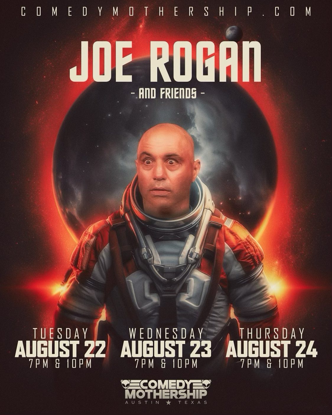 Austin! Tickets for this week go on sale at 2pm CST http://comedymothership.com @comedymothership  @joerogan