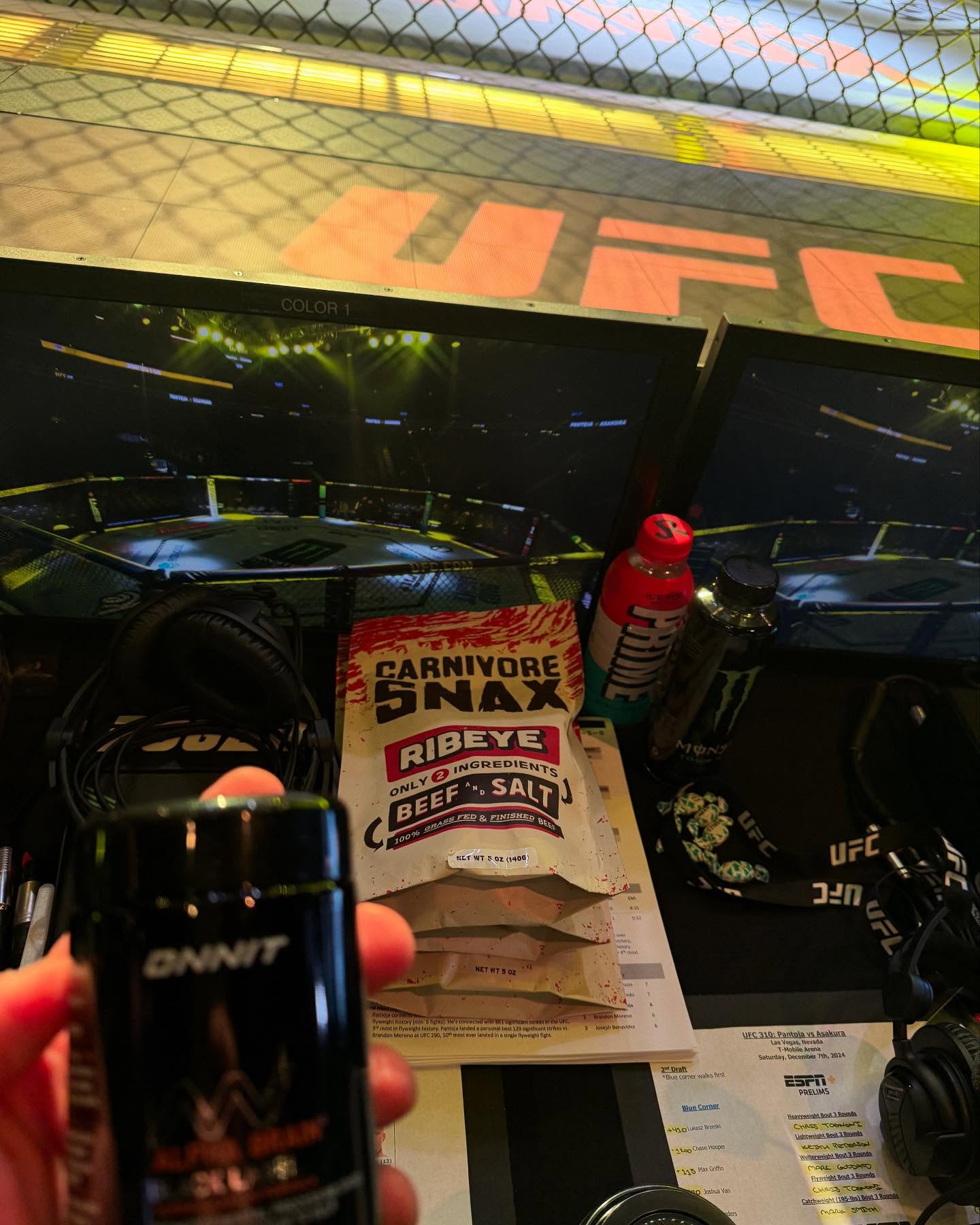 Alpha Brain, @carnivore.snax and coffee. Let’s fucking goooooo! #ufc310 @ufc @onnit  @joerogan