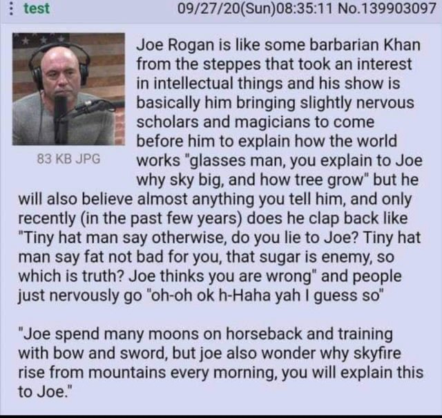 The most accurate description of my podcast I’ve ever read.  @joerogan