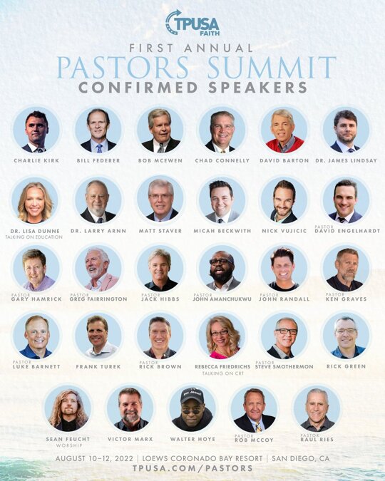Announcing the first ever @tpusafaith Pastors Summit!
Attendees will receive first-class training & teaching from 30+ guest speakers including fellow pastors, academics, and other thought leaders this August
Pastors and other church leaders—APPLY TODAY: http://tpusa.com/pastors https://t.co/WwrWFKHNad