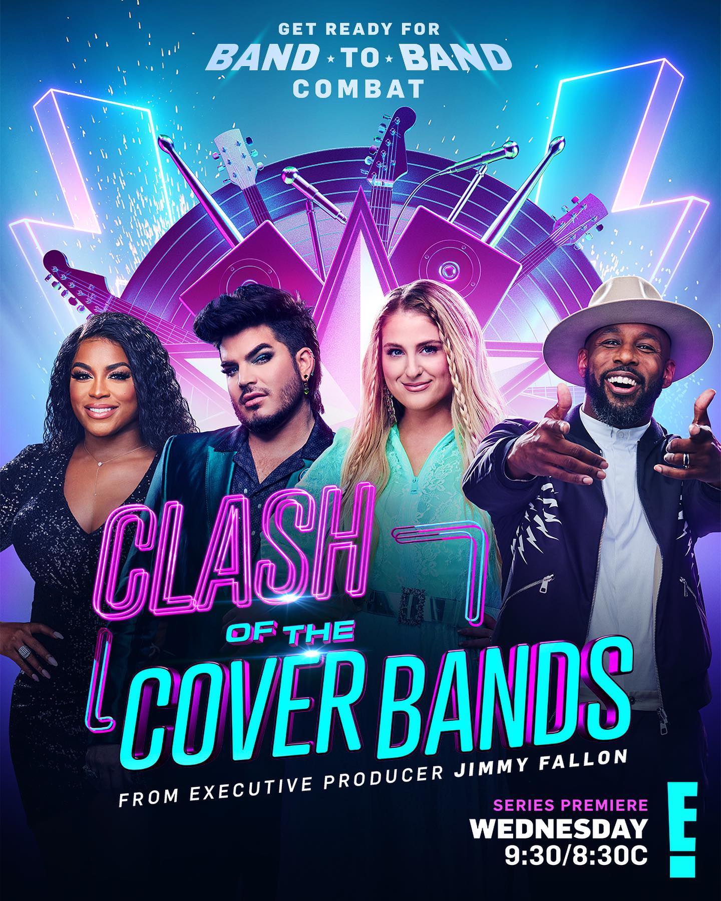 🎸🎵 ARE YOU READY for this? We're days away from the series premiere of #ClashOfTheCoverBands! Don't miss it this Wednesday at 9:30/8:30c on @eentertainment ! 🌟
 @meghantrainor @esterdean @adamlambert @eentertainment  @sir_twitch_alot