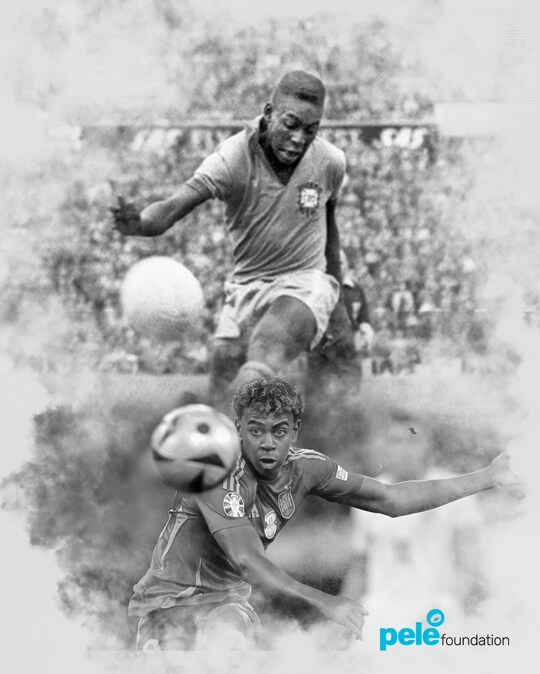 O futebol &eacute; feito de s&iacute;mbolos. E nessa semana vimos um recorde importante de Pel&eacute; ser batido por um menino, chamado Lamine Yamal. O garoto passa a ser o jogador mais jovem a participar de uma semi-final em grandes torneios de Sele&ccedil;&otilde;es. Pel&eacute; jogou contra a Fran&ccedil;a, no Mundial de 1958, com 17 anos de 244 dias. Precisamente contra o mesmo advers&aacute;rio, o jogador espanhol iniciou a partida com 16 anos e 362 dias.

A Pel&eacute; Foundation parabeniza @lamineyamal por este importante marco &hellip; See more
  @Pele