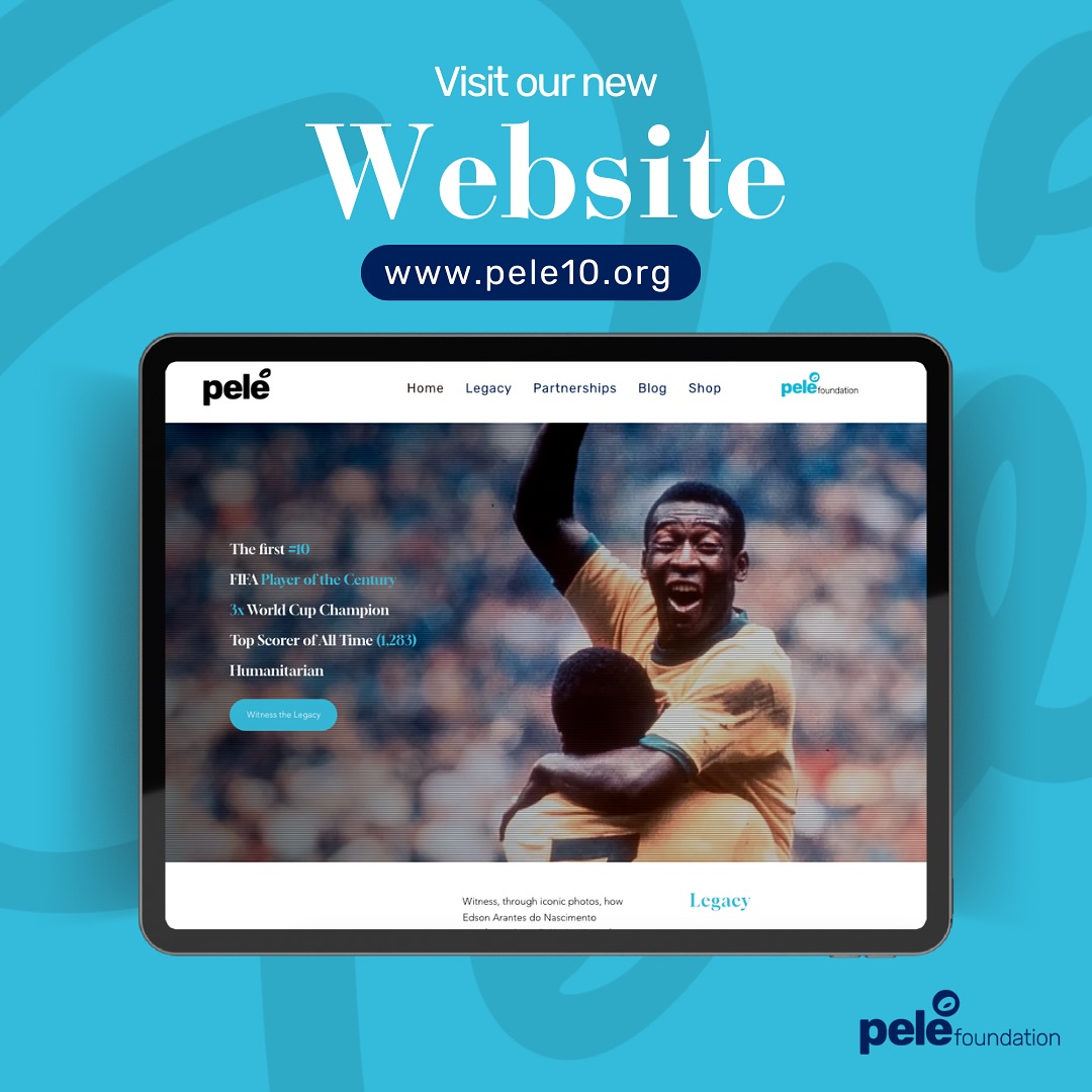 Um novo site, para preservar o legado do Rei Pel&eacute; e difundir seus feitos hist&oacute;ricos para as novas gera&ccedil;&otilde;es. Tamb&eacute;m, para divulgar as iniciativas e parcerias da Pel&eacute; Foundation, que continuar&atilde;o a gerar impacto positivo em milhares de vidas.

Visite www.pele10.org, conhe&ccedil;a as principais conquistas de Pel&eacute; e saiba mais sobre a Funda&ccedil;&atilde;o que o Rei fundou para garantir a continuidade da sua jornada de solidariedade.

#CelebreORei 
 #Pel&eacute;Foundation
.
A new website to preserve Kin&hellip; See more
  @Pele
