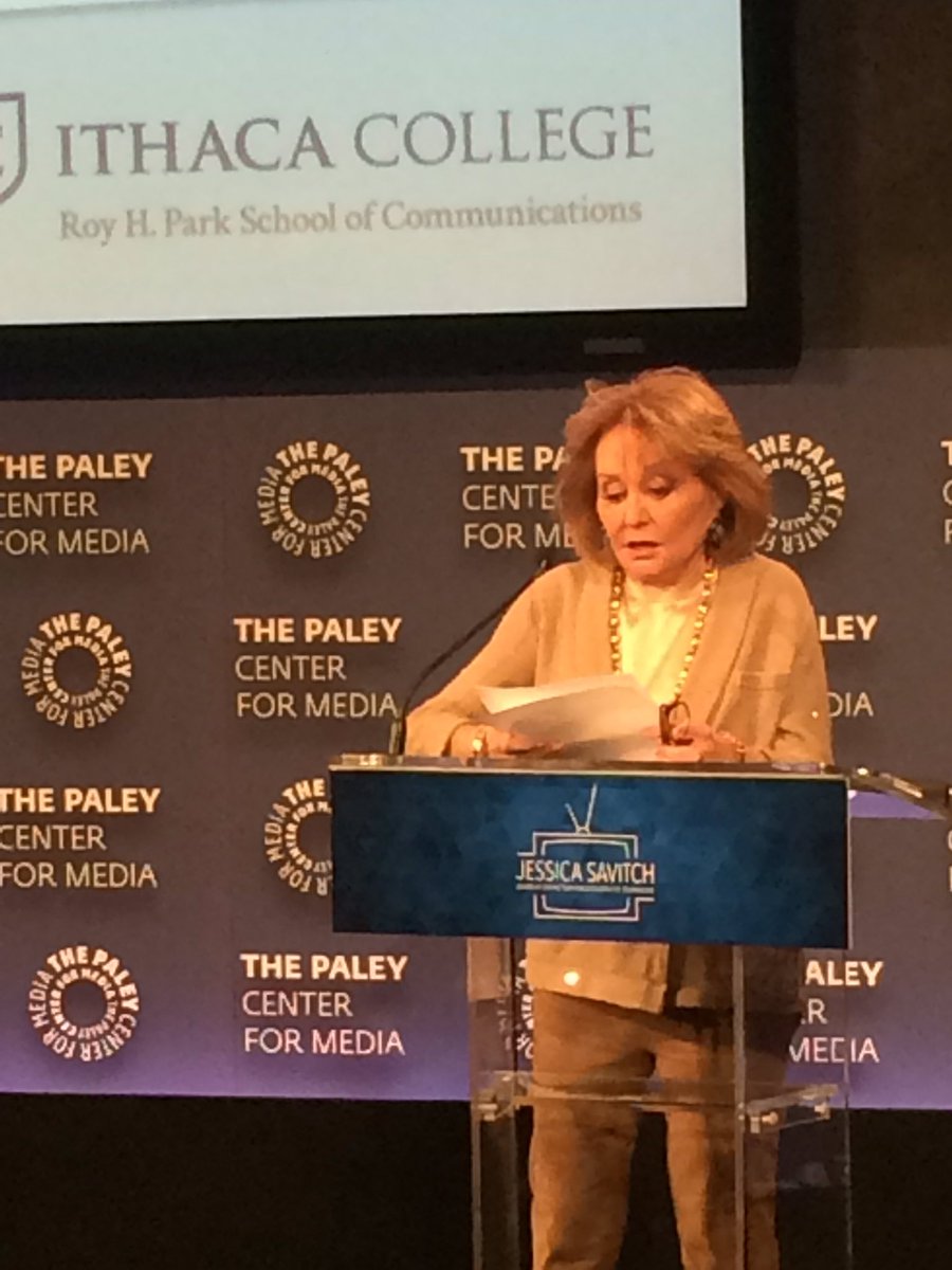 Congrats @BarbaraJWalters on the Jessica Savitch Award! Presented by @DavidMuir and hosted by @IthacaCollege https://t.co/fptWkNGXwF

@ChristyCalcagno