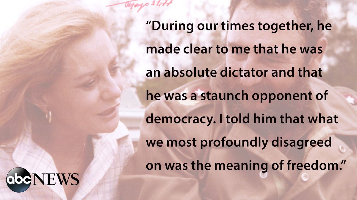 Barbara Walters releases statement on the death of former Cuban leader Fidel Castro, whom she interviewed twice http://abcn.ws/2gKB3ts https://t.co/GgziGw6cbB

@ABC
