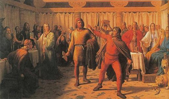 _Medieval Europe Practically Invented Rap Battles And Crass Insult Comedy_ Today's rap battles mostly take place on street corners and in Eminem's imagination, but back in olden times, it was high class entertainment. Called "flyting," it was often performed before Scottish royalty, most notoriously by poets William Dunbar and Walter Kennedy for King James IV. Their battle is shockingly familiar, hitting all the beats of a modern diss track in slightly more sophisticated language: Boasting of the speaker's superior skills ... /And all the devils of hell in fear shall quake/ /To hear what I shall write with pen and ink;/ /For when I flyte, some man for shame will sink;/ (And he recited this while breakdancing.) Lamenting the lack of their opponent's ... /Your traitor's tongue sings with a Highland screak;/ /A Lowland ass could make a sweeter sound. / (Not sure which type of ass he means, but it works both ways.) And good old genital threats. /Soon you shall make amends to my cousin,/ /And let him lay six lashes on your loins/ ("Yeah, he's kind of a weirdo, but he's still my cousin.") Aside from being sick as hell, this also put Kennedy in the history books for being the first person on the record to insultingly compare a person to excrement. Dunbar hit him back good, though. DJ, spin that shit: "Gray-visaged gallows-bird, out of your wits gone wild / Loathsome and lousy, as wet as a cress / Since you with worship would so fain be styled / Hail, Monsignor! Your balls droop below your dress." ("WHO WON?! WHO'S NEXT?!") From: https://www.cracked.com/article_24401_7-archaeological-treasures-that-are-accidentally-hilarious.html