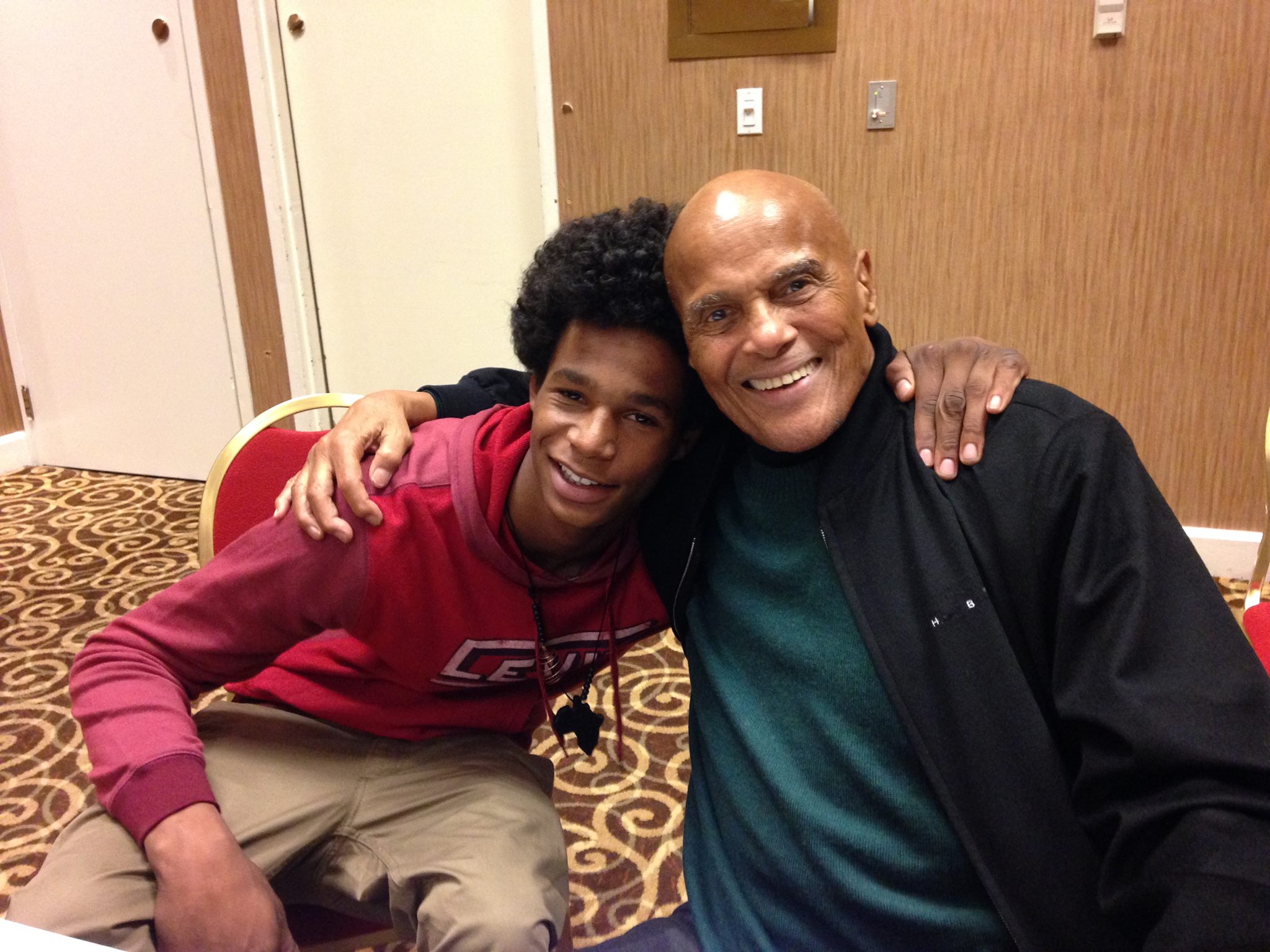 Harry Belafonte with Low Key 15 year old activist Rapper from Ferguson.
  @harrybelafonte