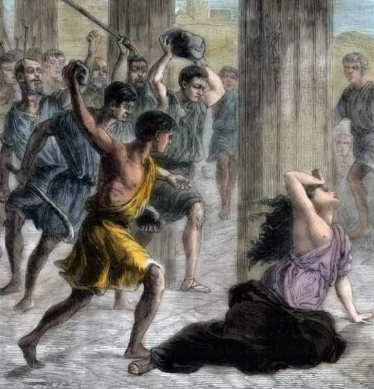 Hypatia the Greek Philosopher Skinned Alive with Seashells  Knowledge can be a wonderful thing, but in the case of the ancient philosopher and mathematician Hypatia of Alexandria, it also lead to her doom.  Hypatia was one of the most important intellectuals of Byzantine Empire in the 4th Century, and she was also a woman.  Her story is both inspiring and terrifying.  Hypatia was born around 355, when the Roman empire had just split, leaving Alexandria in a disconnected state of religious and social unrest.  Members of all religions - Christians, Jews, and pagans - were now living together in perpetual strife.  Over the next few decades, their constant clashes would wipe out even more of the library's contents as they struggled to define their new boundaries.  The Egyptian city of Alexandria was founded by Alexander the Great in 331 BC - about 600 years before Hypatia was born.  Alexandria became a culturally sophisticated region of the world in a rather short amount of time.  It was not only a beautiful city, but it held the Library of Alexandria, which contained more than half a million ancient scrolls.  The city overflowed with artifacts and became a place where intellectualism could thrive, despite the ever-present degree of ignorance, slavery, violence, and religious strife.  Alexandria offered man the opportunity to pull himself from the muck of fear, and embrace something larger than himself through the power of thought.  And in the case of Hypatia, women as well.  Hypatia was a thinker of the highest order, a teacher, and an inventor - but she was also a pagan and was not afraid to speak her mind in a landscape of religious separatism, conflict, and fear.  Being a woman of intelligence, beauty, and strength could not save her from the shocking end she would meet at the hands of her own people.  During a dangerous time when science and religion were often pitted against one another, it was precisely her knowledge and fearlessness that would place a target on her back.  Her life of excellence would come to mean nothing, as a clash of powerful men rendered her one of the most tragic scapegoats in history.  Hypatia had many admirers, one of whom was the civil governor of the city, Orestes .  He was mostly a pagan and often in league with the Jewish community, who did not want to give all of Alexandria over to the Christian church.  Despite his complicated beliefs, he supported the separation of church and state, and defended both Hypatia and her father Theon.  Of course, Cyril and Orestes clashed, specifically around the time when the Jews began a violent conflict with the Christians.  As a result, Cyril turned aggressively on the Jews and expelled them from the city, looting their homes and temples.  Orestes was appalled and complained to the Roman government in Constantinople.  Cyril tried to apologize for his rash decision, but Orestes refused the reconciliation and was subsequently targeted for assassination by 500 of Cyril’s pernicious monks.  Even though Hypatia was not involved directly in these proceedings, she was a friend of Orestes and pontificated in the realm of non-Christian theology - two things that made her an easy target for an increasingly angry sect.  In such a male-dominant political struggle, it made sense to target the woman who did not accept the ways of the dominant paradigm, but used her intelligence to cast doubt upon their devotions.  Hypatia was a woman of intelligence and accomplishment - something quite unusual for women of the time.  A woman like Hypatia was greatly feared by many in Alexandria.  Because of this - and the fact she believed in paganism - many accused her of worshiping Satan. She had to be silenced for good.  A magistrate named Peter the Lector gathered his fellow religious zealots, and hunted her down as she made her way from giving a lecture at the university.  They ripped her from her carriage and proceeded to tear her clothes, pulling her along by her hair through the streets of the city.  The group then dragged her into a nearby church where they stripped her and grabbed whatever they could find to destroy her.  In this case it was the roofing tiles and oyster shells that laid around the freshly constructed building.  With them, they tore her flesh from her body, skinning her alive in the name of all Christiandom.  Her remains were then ripped apart and burned at the altar.  The University of Alexandria, where she and her father Theon had taught, was burned to the ground as a sign of intolerance.  In the aftermath of her slaying, there was a mass exodus of intellectuals and artists who feared for their own safety.  A newly-minted sense of Christian power was installed in the great city......  Sometimes death is a symbol that survives the test of time.  Hundreds of years after her assassination, Hypatia - a Renaissance-style intellectual who defended the separation of church and state - lives on, associated with the struggle for freedom.  https://www.facebook.com/photo/?fbid=8255831574429602&set=a.103891606290347