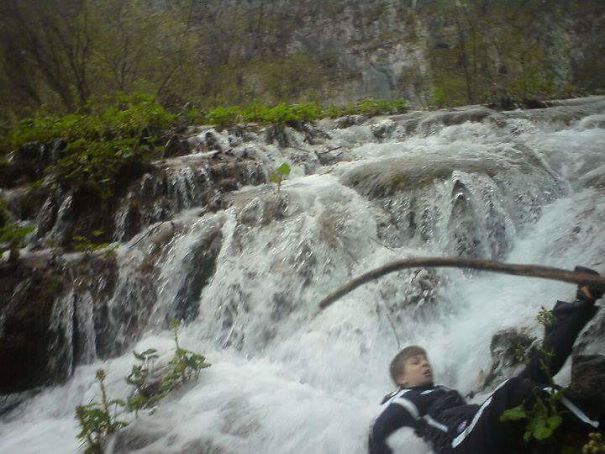 Me Falling Into A Lake In Croatia   #perfectlyTimedPhotos