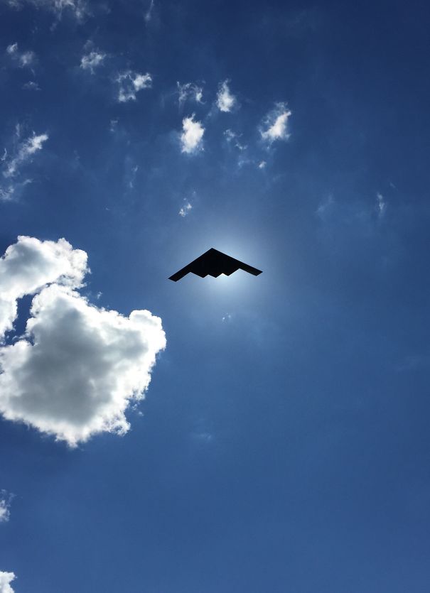 Took A Picture Of A Stealth Bomber Flyover, Was Not Disappointed With The Timing   #perfectlyTimedPhotos