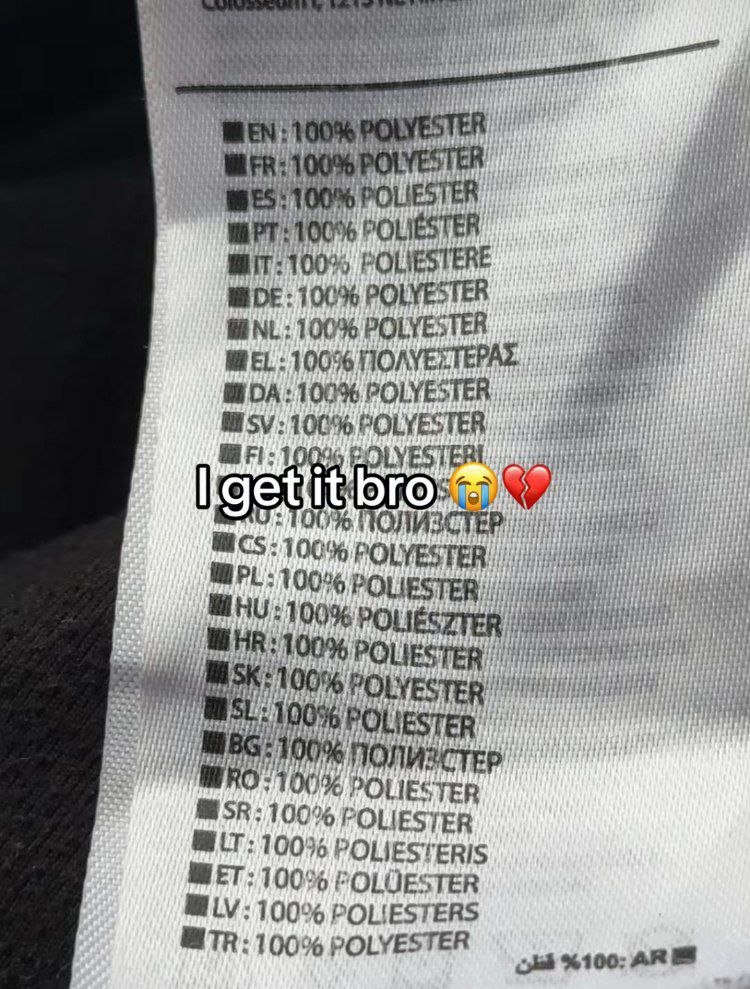 In Arabic it says 100%25 cotton