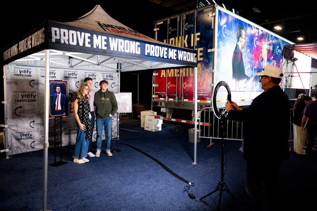 How did I miss the fact Turning Point set up the actual tent Charlie Kirk was killed under as a photo booth for the gram. I swear to god these people are more disrespectful to that man than anyone on the left is.

https://x.com/TheWapplehouse/status/2008886965379457301
