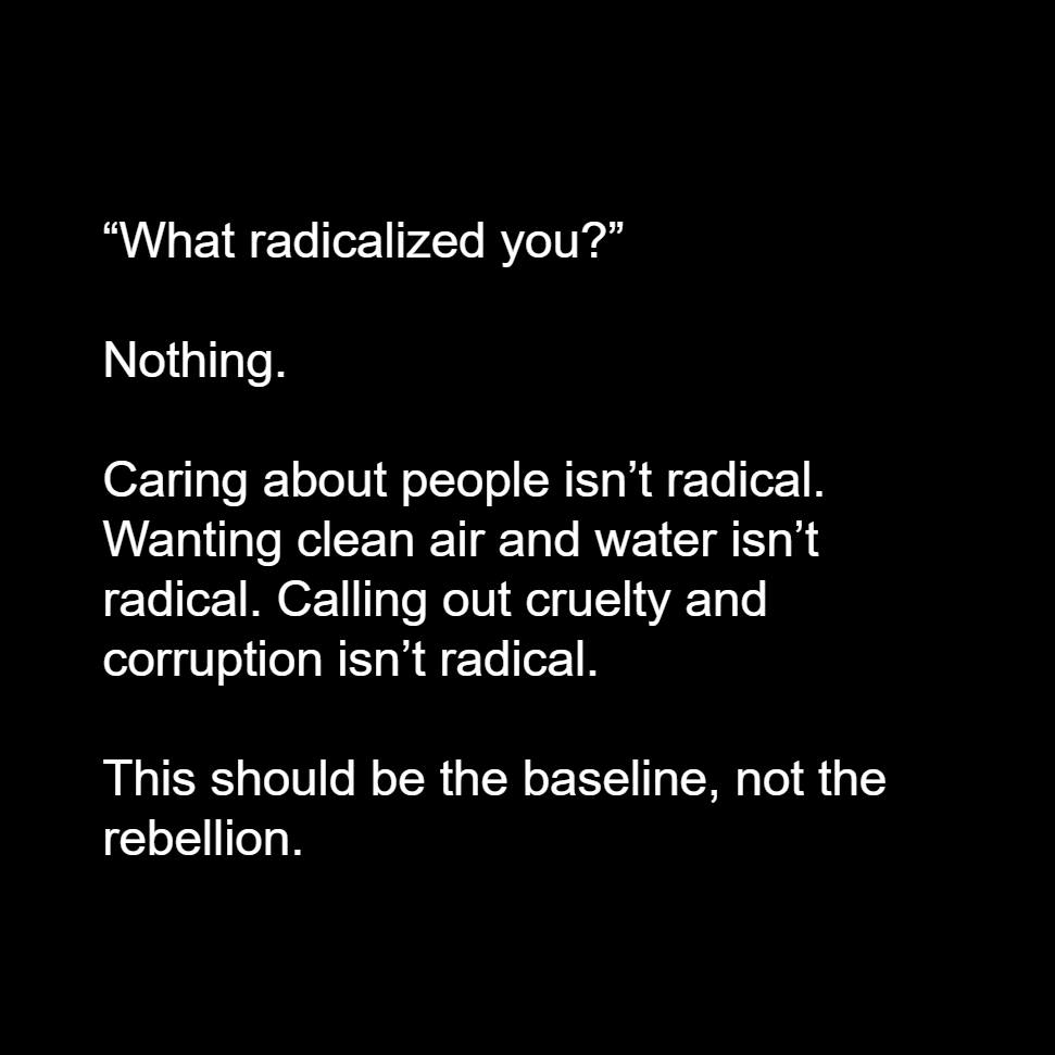 None of this is radical.  People still think its party vs party when its really us vs the government and other leaders. Rich v poor. 