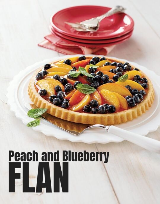 Peach and Blueberry Flan
Peach and Blueberry Flan
September means sweet, juicy fruit here in Ontario! Eat them fresh or make it fancy with a Peach & Blueberry Flan.

https://www.ontario.ca/foodland/recipes/peach-and-blueberry-flan