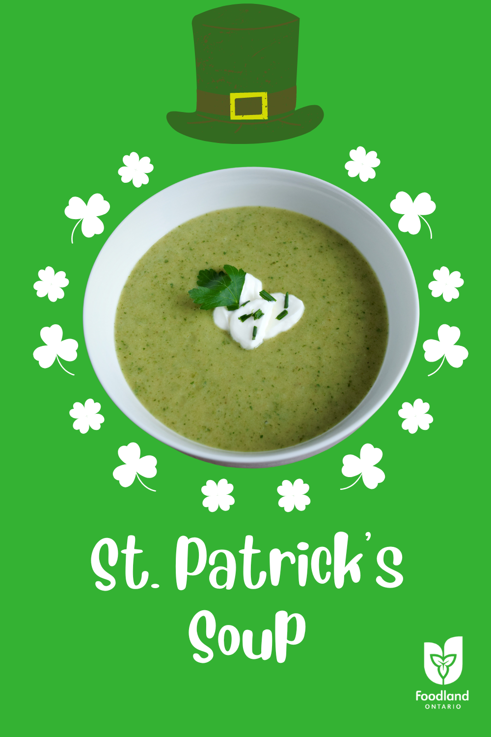 St. Patrick's Soup
St. Patrick's Soup
Happy St. Patrick's Day!
Celebrate the day by enjoying some St. Patrick's Soup that is full of Ontario Winter vegetables.

https://www.ontario.ca/foodland/recipes/st-patricks-soup