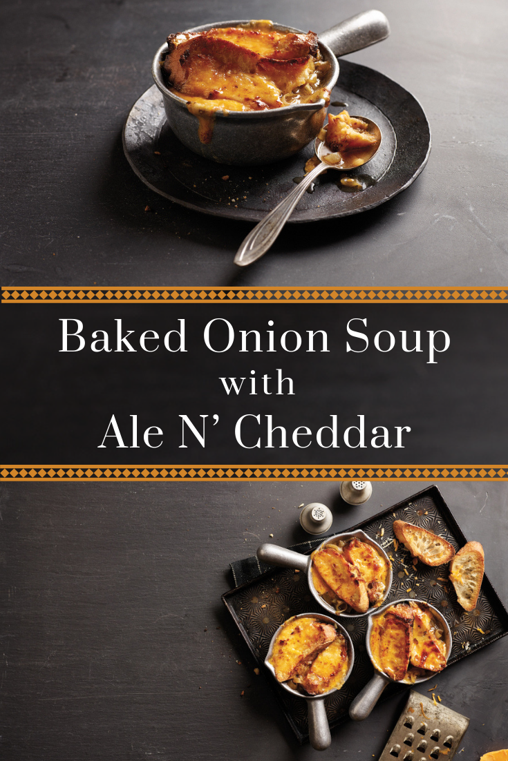 Baked Onion Soup with Ale'N Cheddar
Baked Onion Soup with Ale'N Cheddar
Onion soup has become one of the best-loved cold-weather warmer-uppers. Here’s a superb version with Ontario Onions, beer and creamy Cheddar.