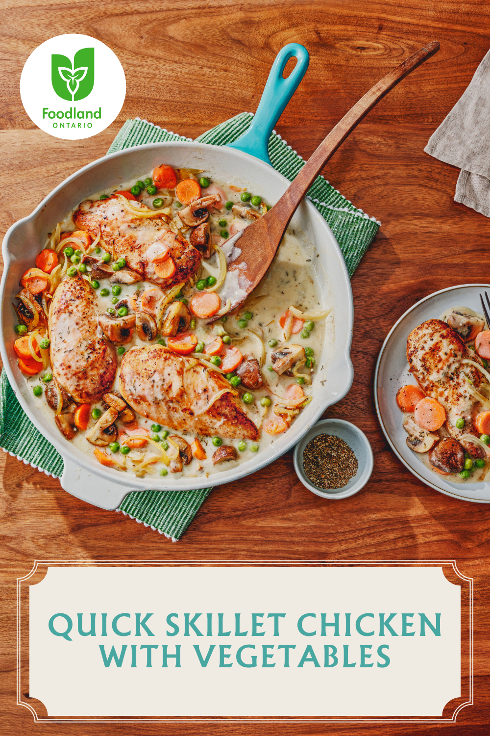 Quick Skillet Chicken with Vegetables
Quick Skillet Chicken with Vegetables
Dinner is on the table in half an hour with this easy skillet meal chock full of Ontario vegetables and chicken in a light, herbed sauce. Serve it with mashed potatoes or egg noodles.

https://www.ontario.ca/foodland/recipes/quick-skillet-chicken-vegetables