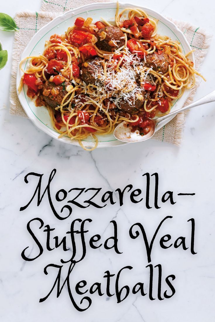 Mozzarella-Stuffed Veal Meatballs
Mozzarella-Stuffed Veal Meatballs
These indulgent Veal Meatballs have a surprise melty mozzarella centre. Serve with spaghetti sauced with greenhouse tomatoes or with mased potatoes for a perfect comforting dinner.

https://www.ontario.ca/foodland/recipes/mozzarella-stuffed-veal-meatballs