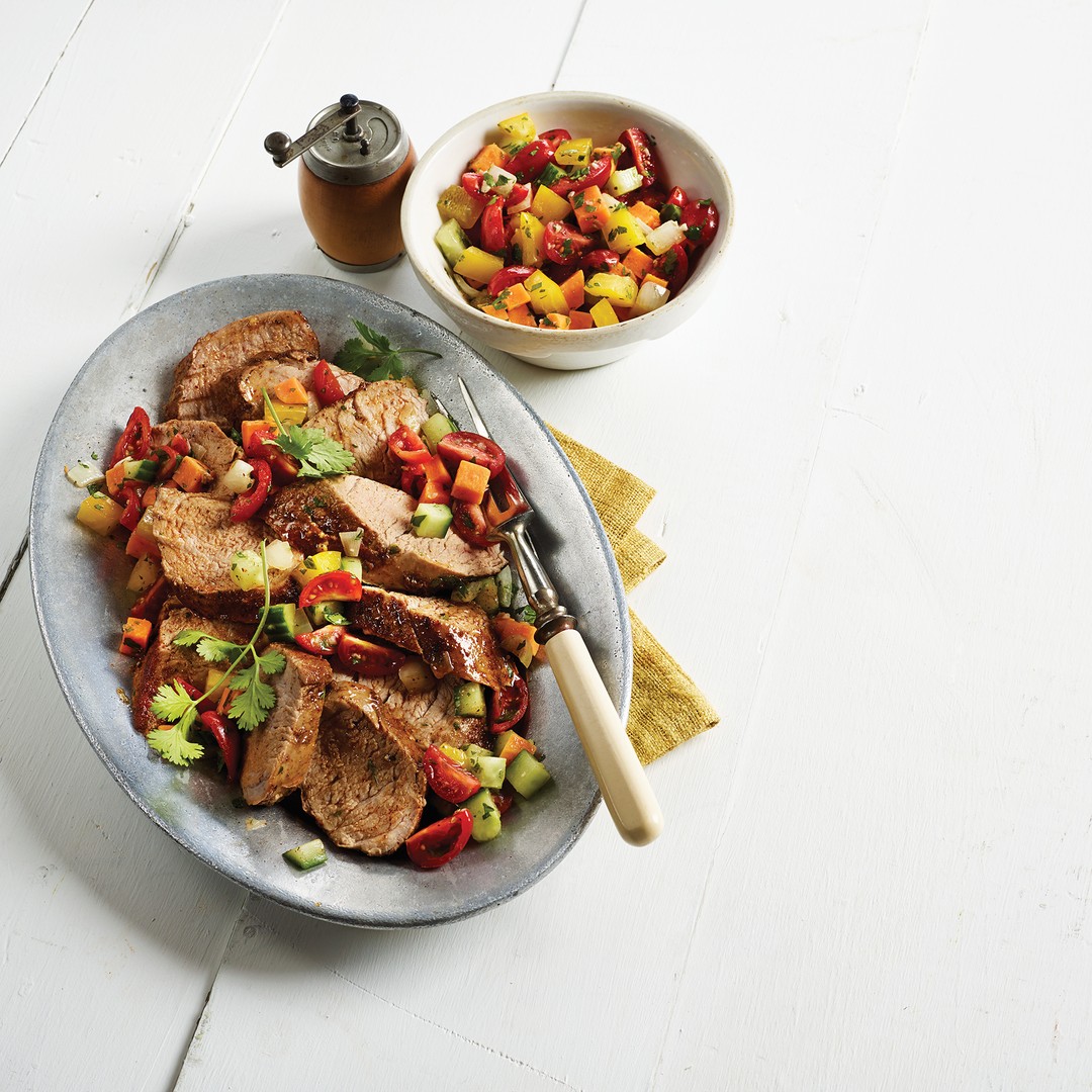If you are looking for a dish packed with flavour, look no further than this Roasted Pork Loin with Sweet Potato Salsa! You'll be surprised what a difference the addition of bright fresh salsa makes. Find the recipe in our bio. @ontariopork #loveONTfood #eatlocalfoodlandontario