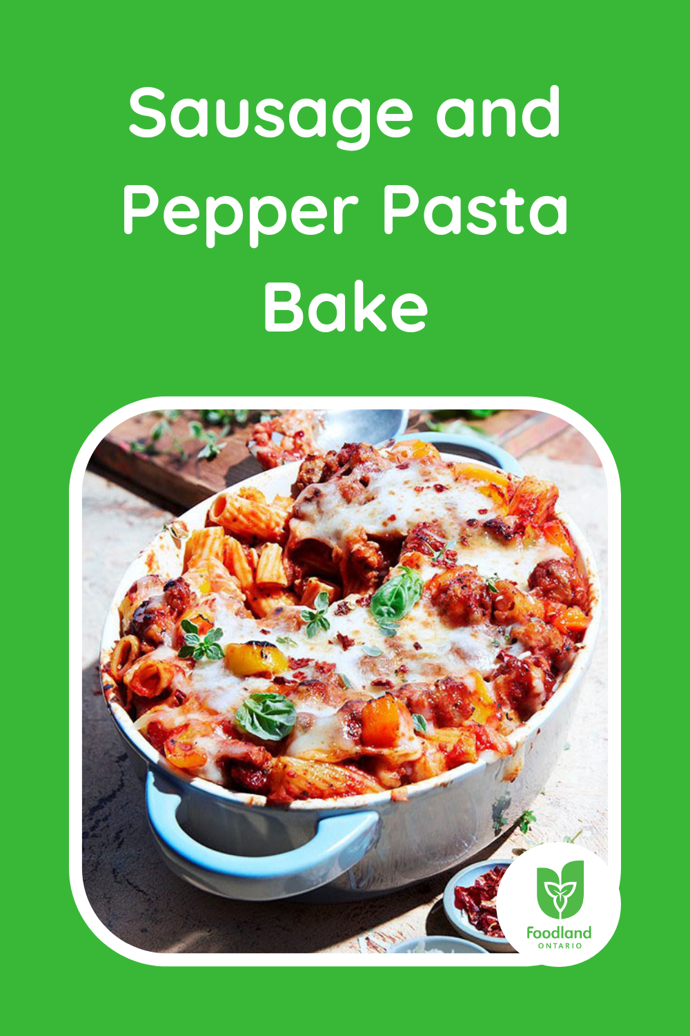Sausage and Pepper Pasta Bake
Sausage and Pepper Pasta Bake
What's more comforting than cheesy baked pasta? This Sausage and Pepper Pasta Bake is sure to be a family favourite! The blend of Ontario Asiago and Mozzarella create the perfect amount of cheesiness to this dish.
https://www.ontario.ca/foodland/recipes/sausage-and-pepper-pasta-bake