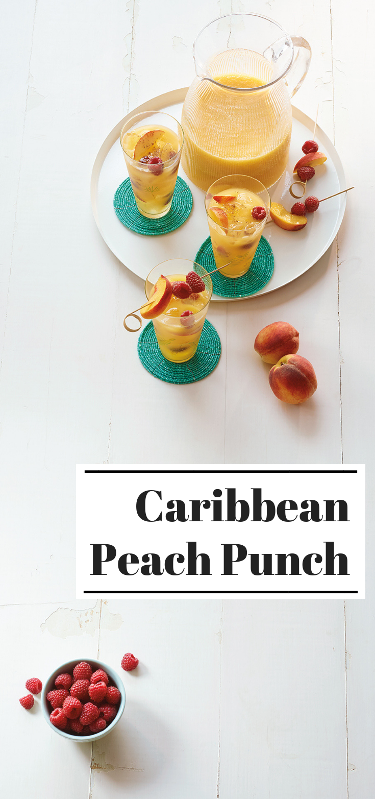Caribbean Peach Punch 
Caribbean Peach Punch
When you can't have the beach, have some peach! This Caribbean Peach Punch stars juicy Ontario Peaches.

https://www.ontario.ca/foodland/recipes/caribbean-peach-punch