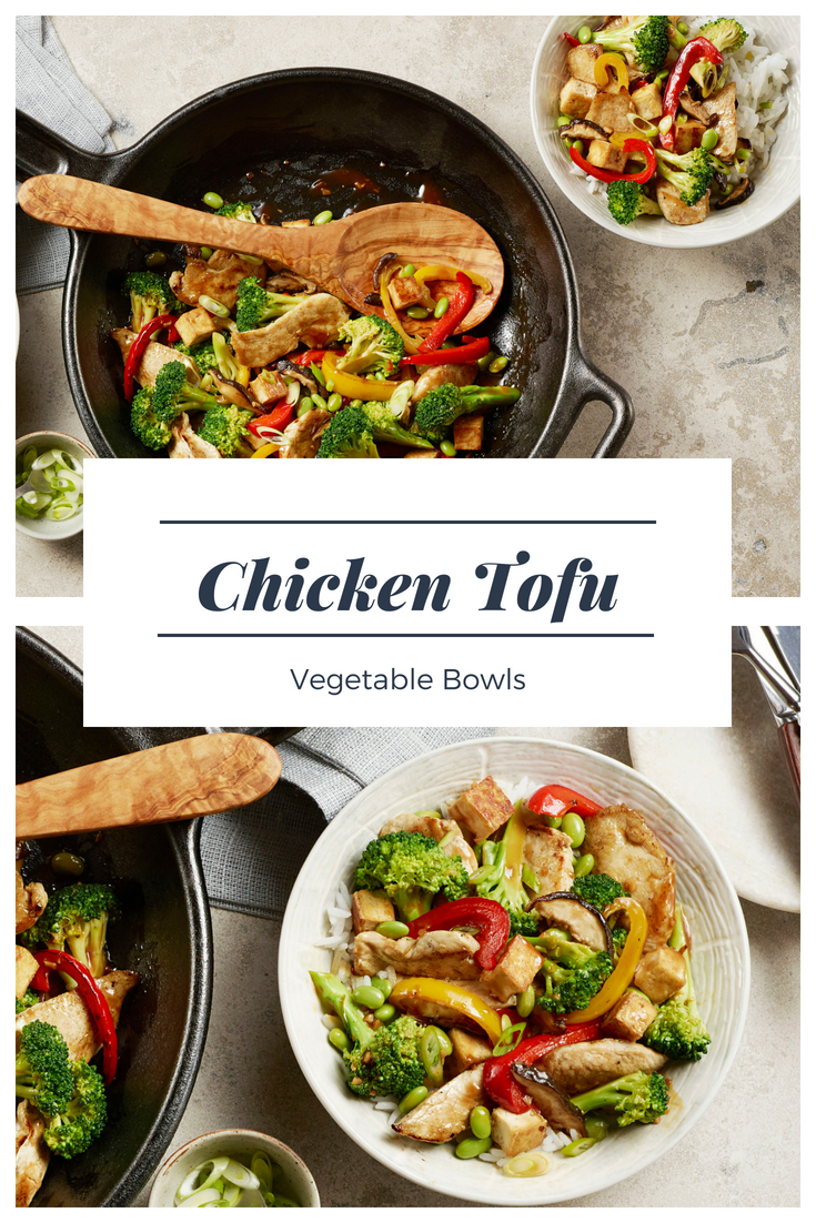 Chicken Tofu Vegetable Bowls
This Chicken Tofu Vegetable Bowl is loaded with chicken, tofu and vegetable goodness! Serve over cooked rice or noodles for a mouth watering meal.

https://www.ontario.ca/foodland/recipes/chicken-tofu-vegetable-bowls