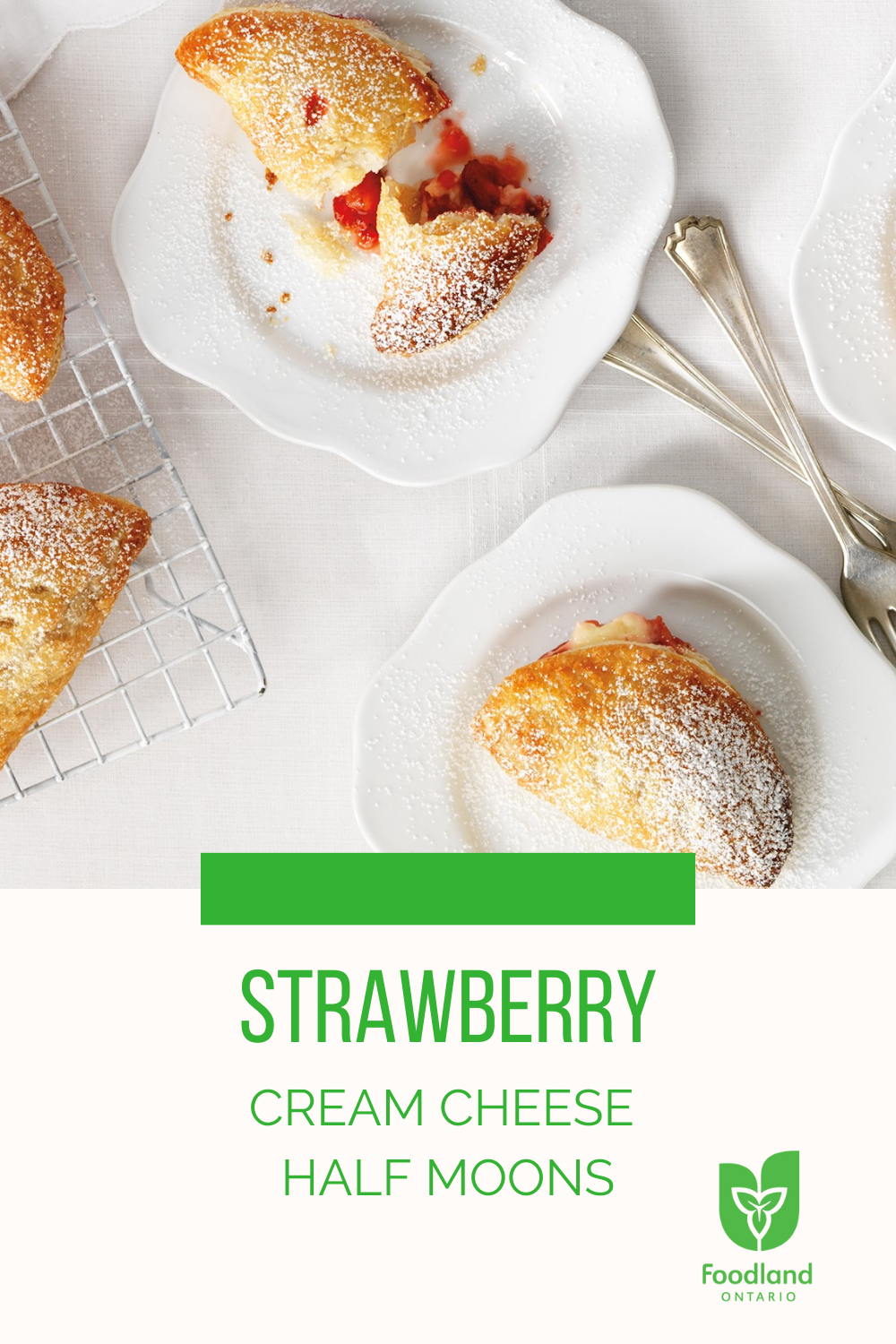 Strawberry Cream Cheese Half Moons
Strawberry Cream Cheese Half Moons
This portable dessert is stuffed full of fresh Ontario strawberries and is perfect for picnics or days on the go. 

https://www.ontario.ca/foodland/recipes/strawberry-cream-cheese-half-moons