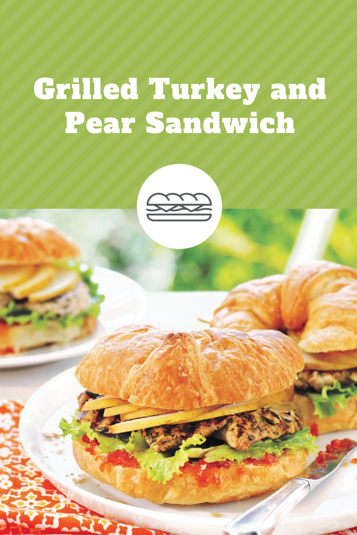 Grilled Turkey and Pear Sandwich
Grilled Turkey and Pear Sandwich
Top these croissants with grilled turkey and pear slices for a quick and easy lunch.

https://www.ontario.ca/foodland/recipes/grilled-turkey-and-pear-sandwich