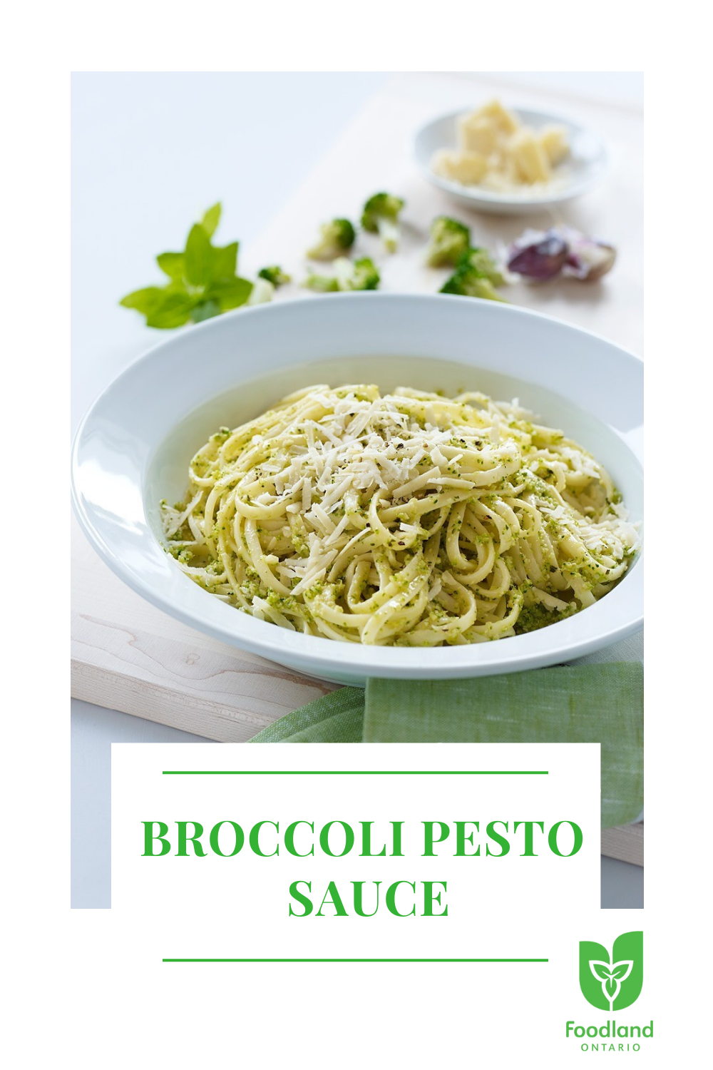Broccoli Pesto Sauce
Broccoli Pesto Sauce
Try this take on classic pesto with the addition of fresh Ontario Broccoli. This easy to make sauce is ready in just 20 minutes and is perfect for pasta or as a spread on sandwiches.
https://www.ontario.ca/foodland/recipes/broccoli-pesto-sauce