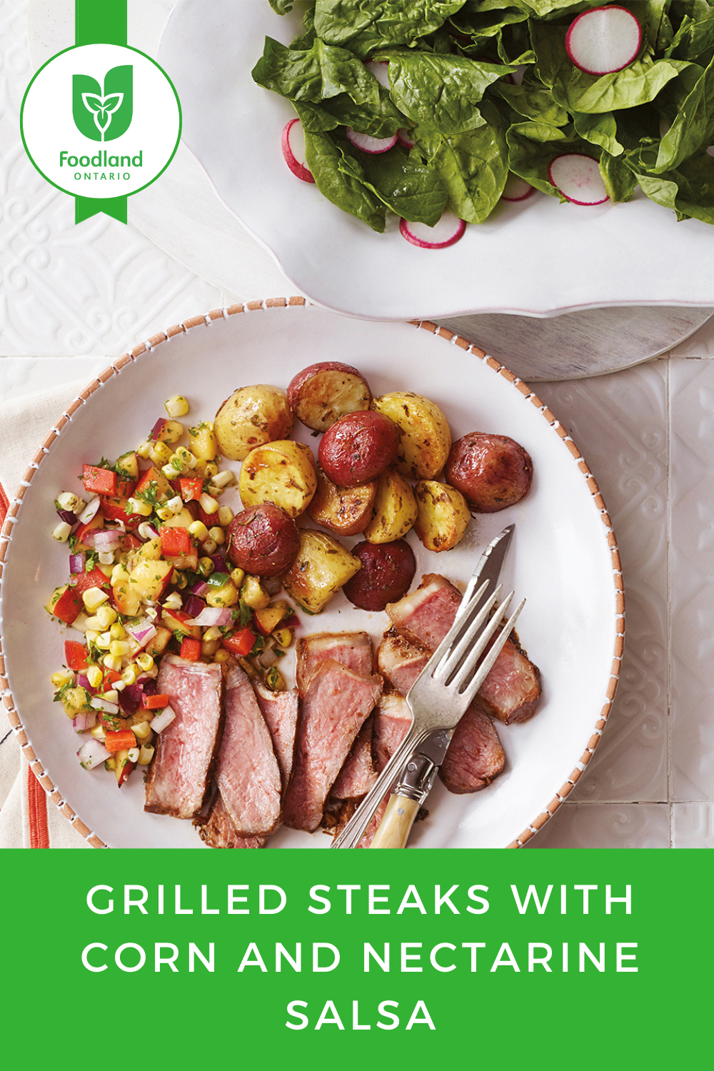 Grilled Steaks with Corn and Nectarine Salsa
Grilled Steaks with Corn and Nectarine Salsa
For your next barbecue, serve these tender herb rubbed steaks and refreshing summer salsa with a side of grilled Ontario Potatoes.

https://www.ontario.ca/foodland/recipes/grilled-steaks-corn-and-nectarine-salsa