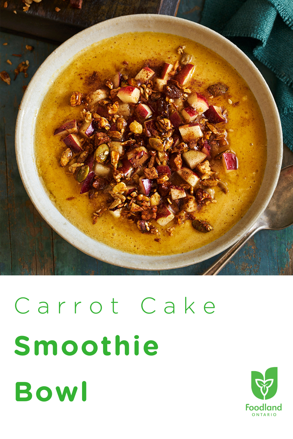 Carrot Cake Smoothie Bowl
Carrot Cake Smoothie Bowl
This customizable Carrot Cake Smoothie Bowl is a great way to bring variety to your morning. To make it cold and slushy, freeze Greek yogurt in an ice cube tray!

https://www.ontario.ca/foodland/recipes/carrot-cake-smoothie-bowl-0