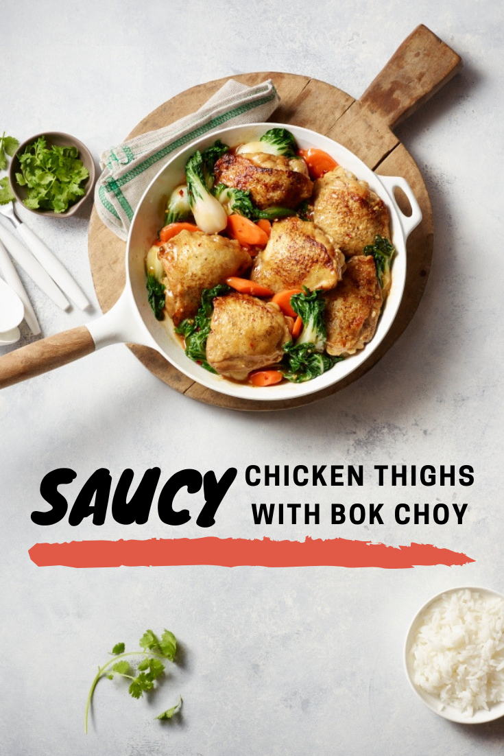 Saucy Chicken Thighs with Bok Choy 
Saucy Chicken Thighs with Bok Choy
Quick and easy with delicious Ontario ingredients. Need we say more? This recipe is a crowd pleaser.

https://www.ontario.ca/foodland/recipes/saucy-chicken-thighs-bok-choy